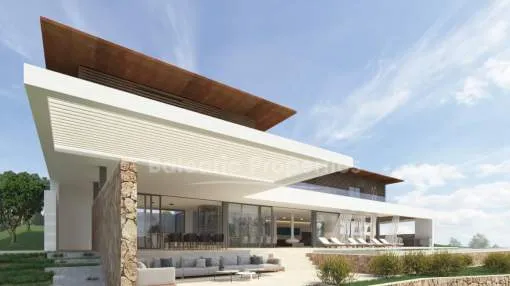 Proyecto de nueva villa con piscina y vistas al mar en venta en Cala Vinyes, Mallorca