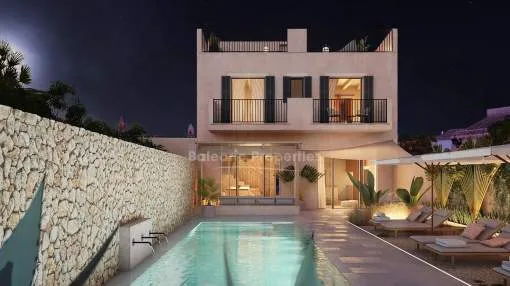 Casa adosada de lujo de nueva construcción que incluye una casa de invitados de 2 dormitorios en venta en Ses Salines, Mallorca