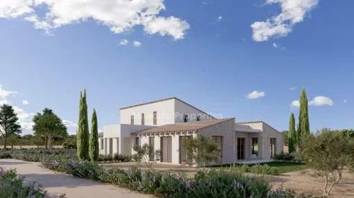 Moderna casa de campo con impresionantes vistas a la Tramuntana en venta en Santa María, Mallorca