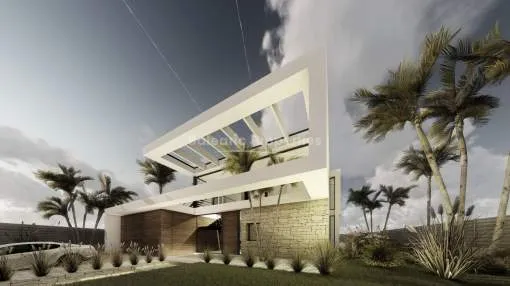 Proyecto de villa ultramoderna en venta en Cala Vinyes, Mallorca