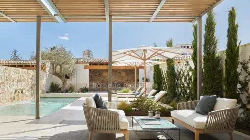 Casa adosada moderna con piscina de agua salada en venta en Santanyi, Mallorca