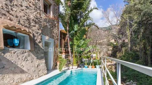 Casa de pueblo única con piscina en venta en el centro de Fornalutx, Mallorca