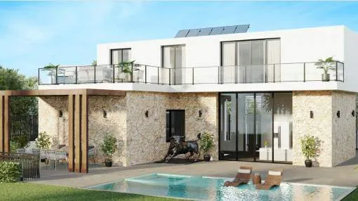 Exclusiva villa de lujo de nueva construcción con vistas panorámicas, piscina y cerca de Es Trenc