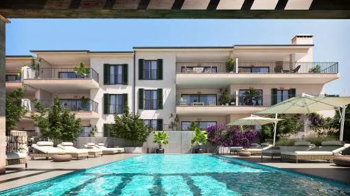 Fantástica residencia de obra nueva de pisos y villas en parte con vistas al mar cerca de bahías de ensueño en Capdepera con finalización a finales de 2027