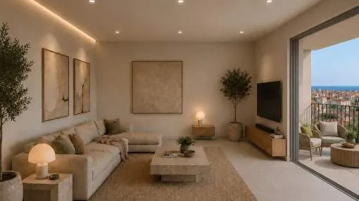 Elegante apartamento de lujo en Palma con terraza y vistas panorámicas al mar y a la catedral