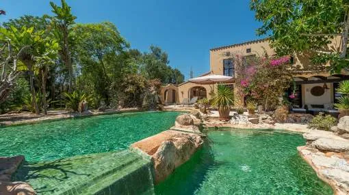 Impresionante finca en S'Alqueria Blanca con exótica piscina y jardín