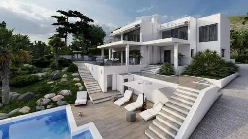 Villa moderna con vistas al mar en las colinas de Nova Santa Ponsa