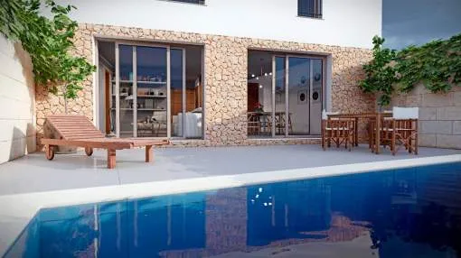 Casa de pueblo a estrenar con piscina y terraza privada en Petra
