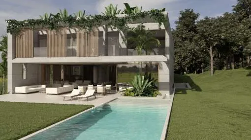 Villa de nueva construcción en estilo mediterráneo moderno con vistas al mar en Bendinat