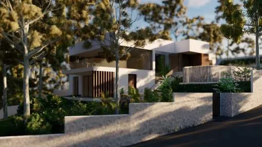 Fantástico proyecto de villa de estilo mediterráneo con piscina infinita y preciosas vistas al mar en Cala Vinyas