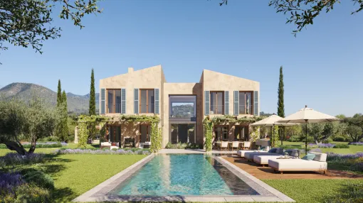 Villa nueva y elegante situada en Bunyola, en una amplia parcela con vistas al campo