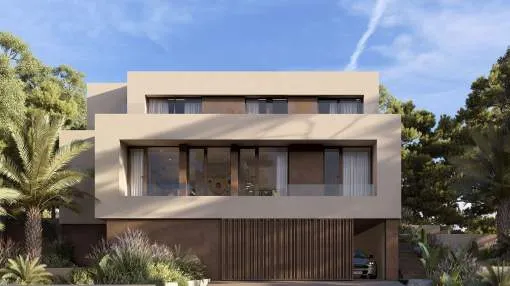 Villa de diseño moderno con elegante zona exterior